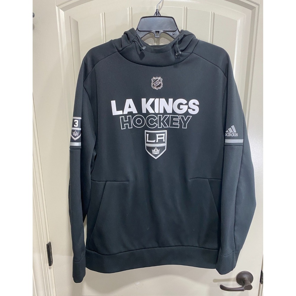 Los Angeles Kings Men's L Adidas Climawarm Sweatshirt Hoodie‎ Black Pocket Used